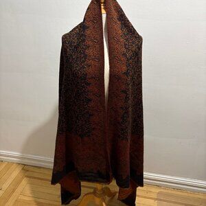 Pine Cone Hill reversible wool paisley jacquard oversize wrap in black & rust